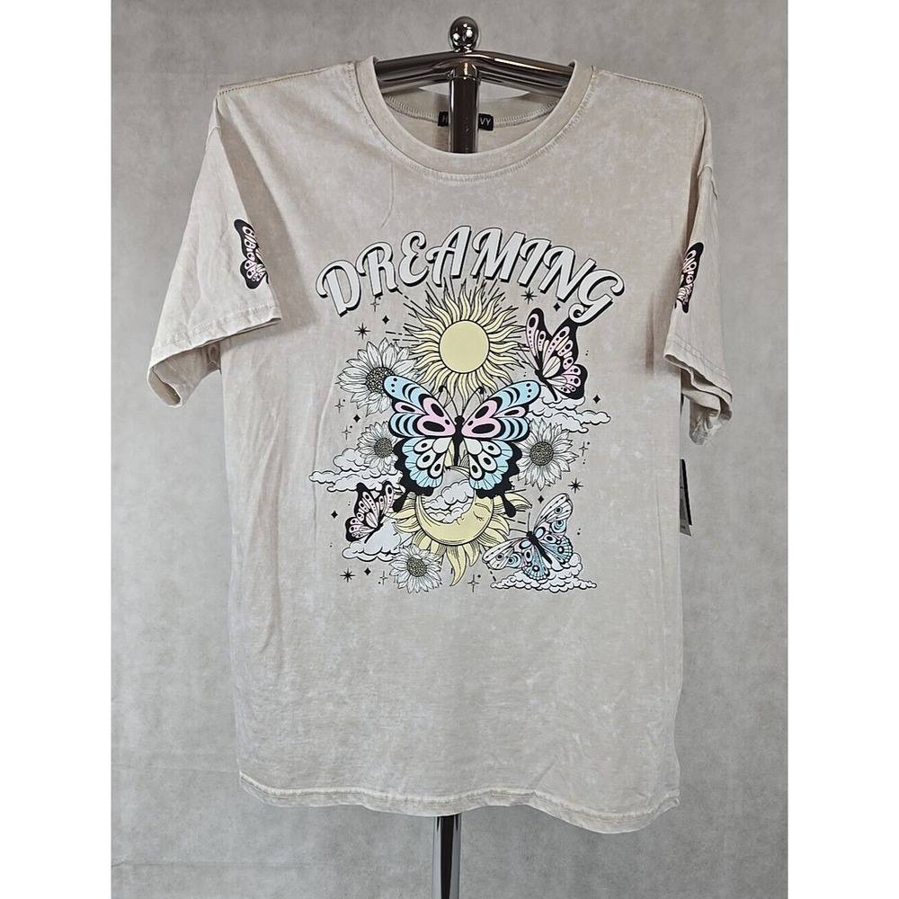 Harper & Ivy Womens Size Medium Graphic Shirt Butterfly Print Boyfriend‎ Fit NEW